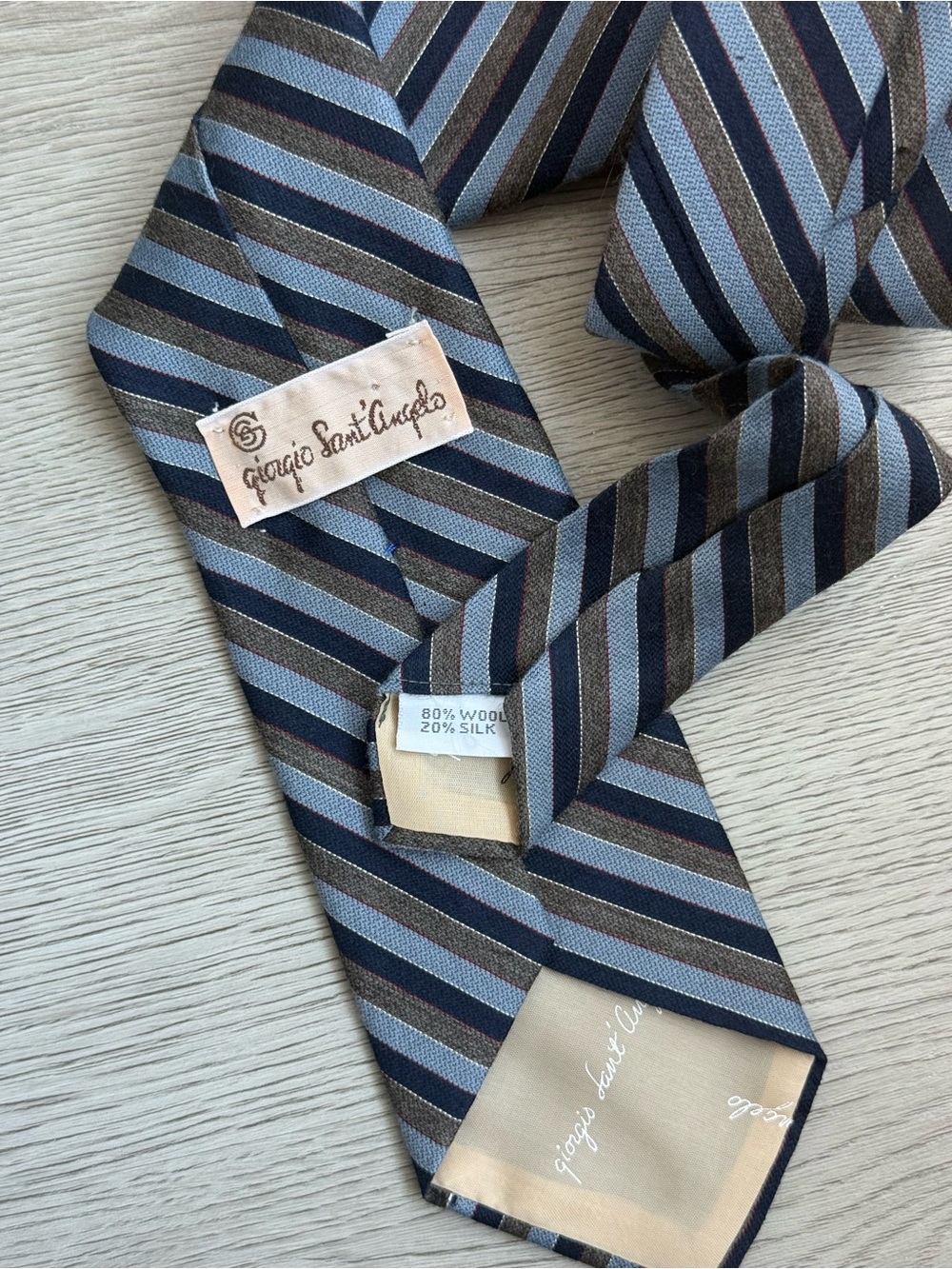 Giorgio Sant’Angelo Vintage Wool Silk Tie Multi-Stripe